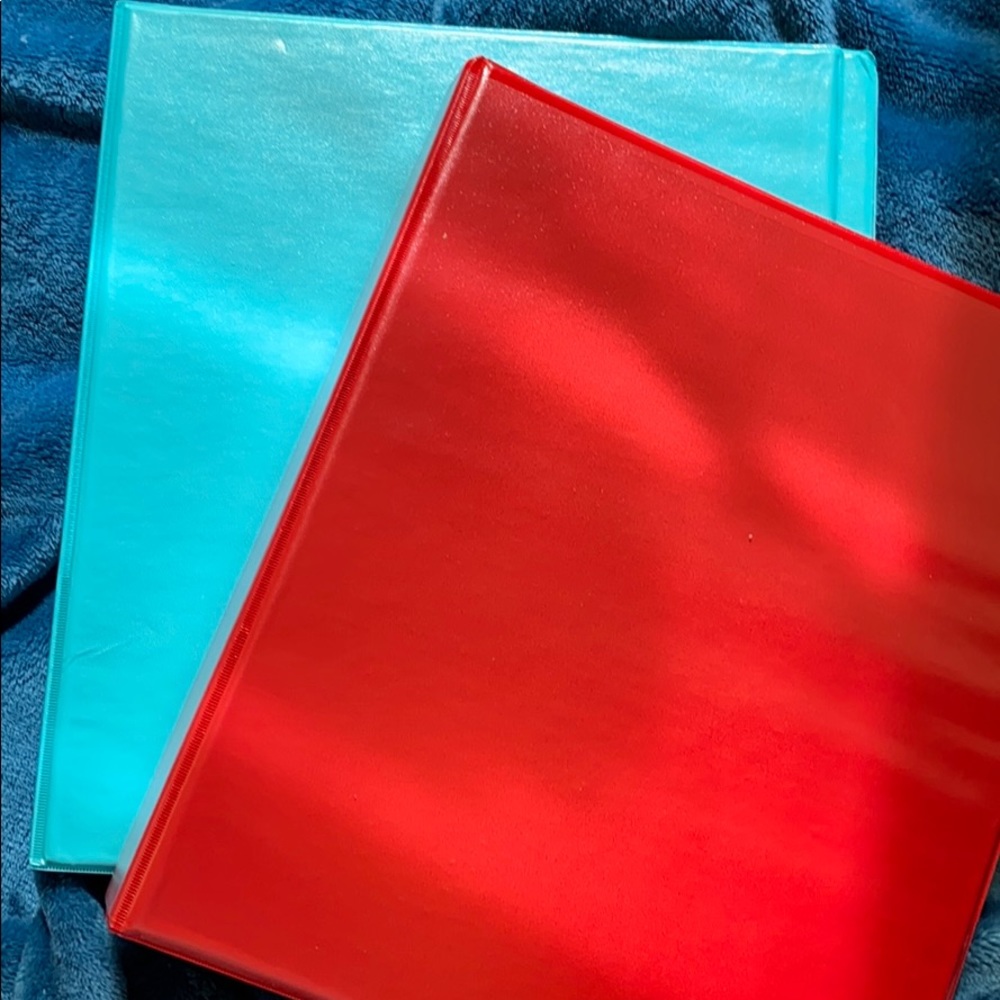 Turquoise and red 2 inch 3 ring binder